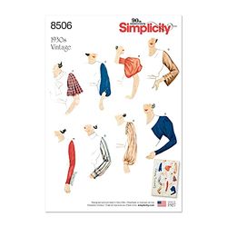 Simplicity US8506A Padrão 8506 A (10-12-14-16-18-20-22) Conjunto de mangas vintage para mulher, papel, branco, 22,00 x 15,00 x 1,00 cm