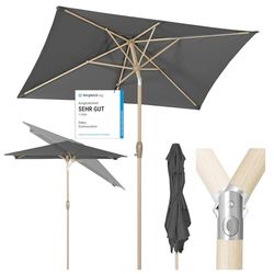 Sekey Zonnescherm, marktparasol, tuinparasol, terrasparasol, zonwering, UV 50+, rechthoekig, grijs, 210 × 140 cm