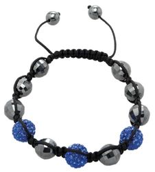 Carlo Monti Dam Shamballa armband med mörkblå längd justerbara, olika stenar på svart tygband JCM1148 592