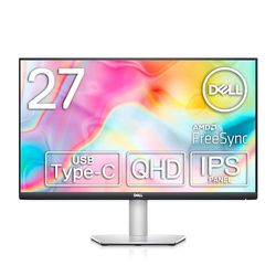 Dell S2722DC USB-C 27 Inch QHD (2560x1440) Monitor, 75Hz, IPS, 4ms, AMD FreeSync, 99% sRGB, Built-in Speakers, USB-C, 2x HDMI, 2x USB, 3 Year Warranty, Silver