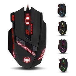 zelotes T90 Gaming Mouse 9200 DPI, 8 programmeerbare knoppen Multi-Modes LED-verlichting USB Gaming Muizen, Gewichtsafstemming voor laptop, Desktop, PC, Macbook - Zwart