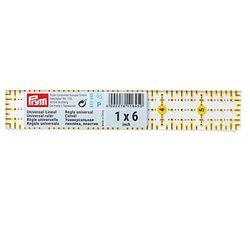 Prym Universal Ruler, Transparent, Yellow, 1 x 6 inch