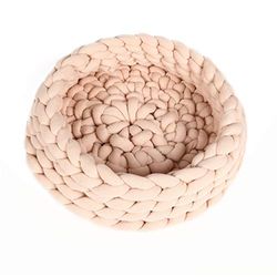 Homemania Lit pour Animaux Nest Rose en Fil de Coton Acrylique, Corde, 50 x 50 x 15 cm - Rose