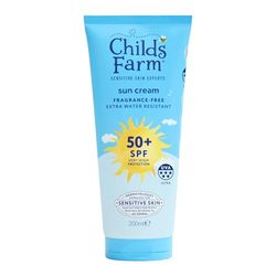 Childs Farm Kids & Baby Sun Cream SPF 50+ | UVA & UVB Very High Protection | Extra Water Resistant | Fragrance Free | Suitable for Dry, Sensitive Skin, 200ml