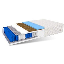 FDM RODOS Matelas à ressorts ensachés 90 x 200 7 zones avec insert en noix de coco Hauteur 22 cm Dureté H2/H3 Double face Mousse hautement élastique HR Mousse de polyuréthane Polyester Certifié Öko-Tex