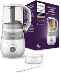 Philips Avent - Robot cuiseur vapeur-mixeur 4 en 1 pour bébé, cuisez à la vapeur, mixez, décongelez, réchauffez, passe au lave-vaisselle, modèle SCF883/01
