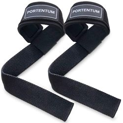 PORTENTUM® Straps Gym Kabelbinders voor gewichtheffen, banden voor deadlifting, gym, accessoires voor bodybuilding (zwart)