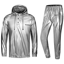 REEDBEEK Heavy Duty Fitness Perdita Di Peso Tuta Sudore Trapping Calore Sauna Tuta Palestra Esercizio Calore Shaper Pulsante Giacca Pant, Kl574p Sweatshirt - Bambini, Small