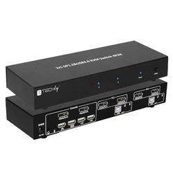 Techly 101928 KVM Switch 2 Ports DisplayPort1.2 for Dual Monitor Black
