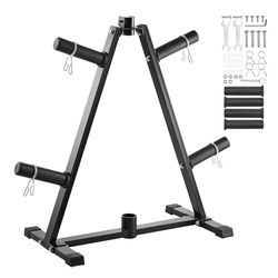 VEVOR Halterschijfhouder, 50,8 mm, A-frame, as voor standaard schijven, 136 kg draagvermogen, halterstandaard voor thuisgymnastiek, zwart