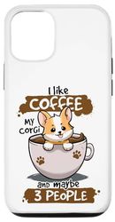 Carcasa para iPhone 14 Me gusta el café, mi corgi y tal vez 3 personas Pembroke Corgi