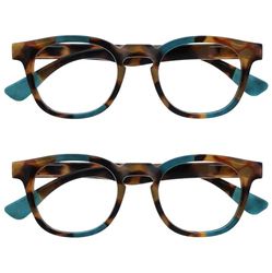 OPULIZE Ava 2 Pacco Donna Signora Marrone Tartaruga Turquoise Super Vestibilità Comoda Occhiali Da Lettura Cerniere Molla RR62-Q +1,50