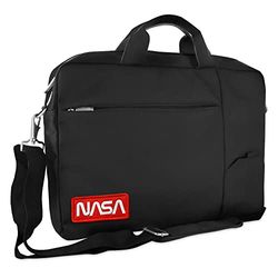 Atlantis NASA Edition 15.6 Inch Notebook Bag with Shoulder Strap, Inner Padding, Document Compartment, Outer Pocket for Accessories, Attachment Strap for Trolley, Shoulder Strap, Black, Elegant, black