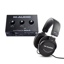 M-Audio M-Track Solo + HDH40 - Scheda Audio USB per Registrazione, Streaming e Podcasting, con Ingresso XLR, di Linea e DI e Software + Cuffie Over Ear Chiuse da Studio con Cavo da 2,7 m