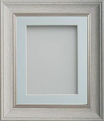 Frame Company Drummond Pale Grey Photo Frame, Light Blue Mount, 8x8 for 5x5 inch, fitted with perspex