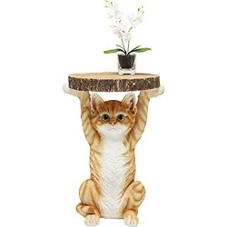 Kare Design mesa lateral animal Ms Cat, multicolor, 33 cm de diâmetro, mesa auxiliar, motivo de gato, redondo, motivo animal, 52 x 35 x 33 cm (h/w/d)