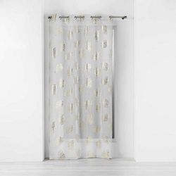 Douceur d'Intérieur, Voilage à Oeillets (140 x 240 cm) Sunny Gold, Voile Sablé Imprimé Métallisé
