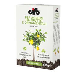 CIFO - Concime Agrumi da Frutto e Ornamentali, Fertilizzante Piante Limoni, Aranci e Mandarini con Azoto, Fosforo e Potassio, Favorisce la Fioritura e la Crescita di Frutti Sani, Made in Italy, 600g