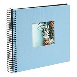 goldbuch Bella Vista 12 729 Spiral Album, Sky Blue, Photo Book 20 x 20 x 2.7 cm, Photo Album 40 Black Pages, Canvas Photo Book Cover, Photo Album for 40 Photos, Spiral Bound, Blue