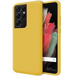 Tumundosmartphone Ultra mjukt flytande silikonfodral för Samsung Galaxy S21 Ultra 5G gul färg