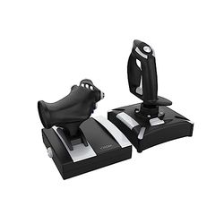 KROM K-FLIGHT Joystick Set, Game Levers Simulator Flight, Throttle/Steering Lever, Vibration Internal Mode, Synthetic Grip Best Grip, 2 Axis, 2 POV, 16 Buttons, PC, PS4, Xbox One, Black