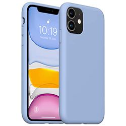 ARMODORRA Custodia in silicone liquido compatibile con iPhone 11 (6,1"), protezione completa del corpo in gomma gel con fodera, antigraffio, antiurto, cover posteriore in TPU, blu C