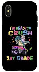 Custodia per iPhone X/XS I'm Ready To Crush 1st Grade Unicorn Dinosaur Monster Truck