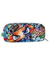 SJ GANG STYLE JAM GANG Facce - Estuche portalápices, niños y Adolescentes, Azul, Talla única, Turquesa, Talla única, Escolar
