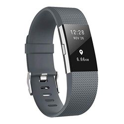 Cinturini di ricambio per Fitbit Charge 2, cinturino di ricambio per accessori morbidi, fermaglio di metallo sicuro Fitbit Charge 2 (5,5"-6,7") - grigio