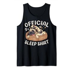 Camiseta Oficial para Dormir, Perro Pug con Cachorro Camiseta sin Mangas