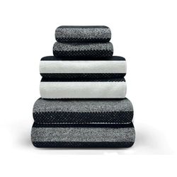 GC GAVENO CAVAILIA Luxury Hand Towels 2 Pack - Highly Water Absorbent Fingertip Towel Washcloth - Easycare 100% Cotton Stripe Towel (50x80 CM) - Gym, Spa Thick Hand Cloths - Black