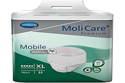 MoliCare Premium mobiele wegwerpbroek: discrete toepassing bij incontinentie voor vrouwen en mannen; 5 druppels, maat XL (130-170 cm heupomtrek), 14 stuks