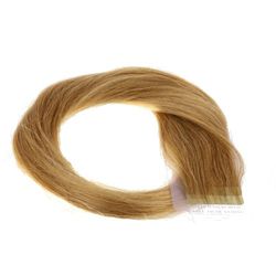 hair2heart 30 x Tape In Extensions van echt haar, 60 cm, 2,5 g strengen, glad, kleur 12 honingblond