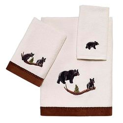 Avanti Linens - Set di 3 asciugamani, asciugamani in cotone morbido e assorbente (collezione Black Bear Lodge, avorio)