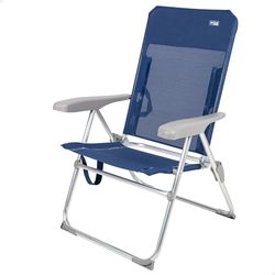 AKTIVE 62661 - Hopfälld strandstol, smal vilstol med 6 positioner anti-rullning, mått 47 x 60 x 94 cm, material: aluminium, robust, maximal vikt som stöds 110 kg