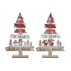 Árbol de Navidad DKD Home Decor Madera MDF (2 pcs) (22 x 5 x 34 cm)