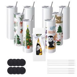VEVOR Gobelets Thermos à Sublimation, Blanc, 248 x 84 x 84 mm