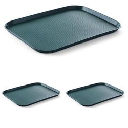 HENDI Plateau de Service, Grand, rectangulaire, Multi-Usage, résistant jusqu'à 80°C, Plateau Fast Food, pour Servir Nourriture et Boissons, Restauration Rapide, 350x450x(H) 20mm, Vert, polypropylène
