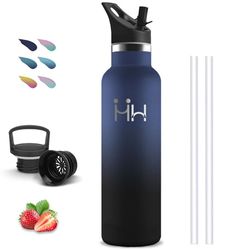 Borraccia Termica, Borraccia 1 litro, Senza BPA, Borraccia con Cannuccia, Senza Perdite, Bottiglia Termica, Borraccia Acciaio Inox, Acciaio Inossidabile 18/8, per Campeggio, Viaggio, Fitness, Yoga