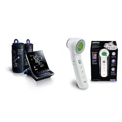 Tensiomètre intelligent Braun ExactFit 5 Connect (précision clinique, Bluetooth) BUA6350EU & Thermomètre Sans Contact + Contact Avec Technologie Age Precision, BNT400WE Blanc