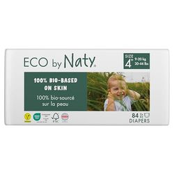 ECO by Naty Couches Ecologiques pour Bébé - Couches écologiques à base de plantes, parfaites pour la peau sensible de bébé et qui empêchent les fuites (Taille 4+ - 84 couches)
