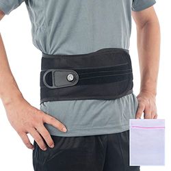 360 RELIEF Lower Back Belt Support - for Posture Corrector, Spine Pain, Double Pull Mesh Back Braces, Adjustable Corset for Arthritis, Lumber Strain | Large, Black with Mesh Laundry Bag