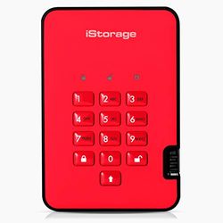 iStorage diskAshur2 HDD 500GB Red - Secure portable hard drive - Password protected - Dustproof and waterproof - Hardware encryption