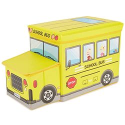 Bieco Scatola Porta Giochi Bambini Contenitore Scuolabus Box Giocattolo Cesta Bambina Bambino Regalo Neonato Scatola Salvaspazio Baule Organizer Cameretta con Coperchio Morbido Due Scompartimenti