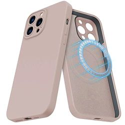 Qinzhijia - Silikon magnetiskt fodral för iPhone 12 Pro Magsafe, Silikonfodral för telefon med reptålig, stötsäker, Fodral för iPhone 13 Pro 6,1", PinkSand, iPhone 12 Pro Case Hb3-PinkSand