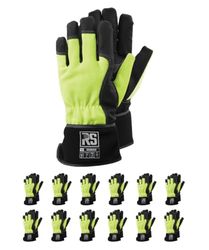 Harmon RS EISBERG Gants de montage isolés Gants en cuir synthétique/Taille 11, 12 paires/Noir/Vert/Gants de travail Gants en cuir Gants de protection/Prêt avec une manchette