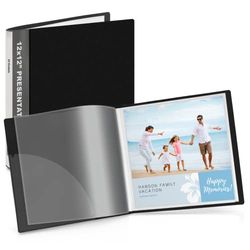 Dunwell Classeur de présentation 30,5 x 30,5 cm, pochettes en plastique de 30,5 x 30,5 cm, 24 feuilles de protection pour 48 pages d'œuvres d'art pour enfants, aquarelles, photos 30,5 x 30,5 cm,