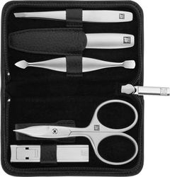 ZWILLING Set manicure (5 pezzi, custodia in pelle di yak, chiusura a zip, con tagliaunghie compatto), premium, nero