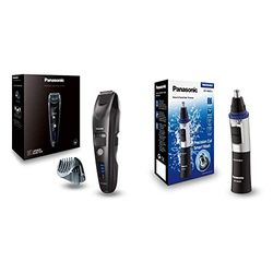 Panasonic Er-Sb40 Regolabarba E Tagliacapelli, Nero & Er-Gn300K503 Rifinitore Wet&Dry Per Naso, Orecchie E Sopracciglia, Nero, 3.8 x 3.4 x 16.4 Cm