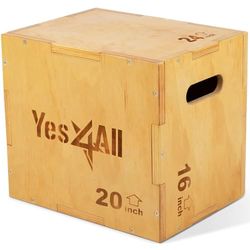 Yes4All 3 in 1 Plyo Box in legno, piattaforma pliometrica per l'allenamento con i salti, box per i salti per l'esercizio in casa e all'aperto